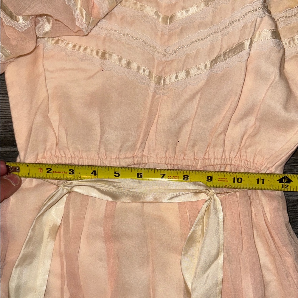Gunne Sax Peach and Cream Sheer Lace  Dress size 5 vintage - Picture 7 of 12
